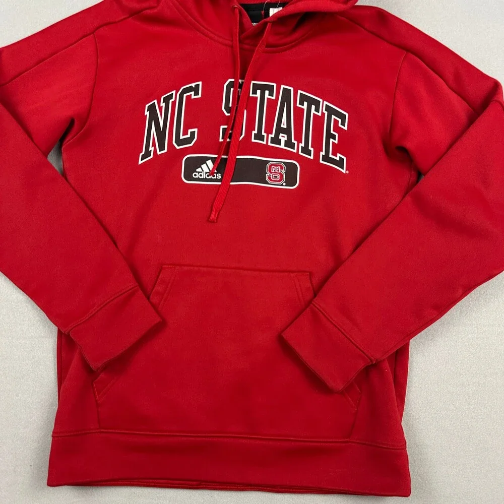 NC State Wolfpack Hoodie Men Small Red Adidas NCAA Basketball Sweatshirt S